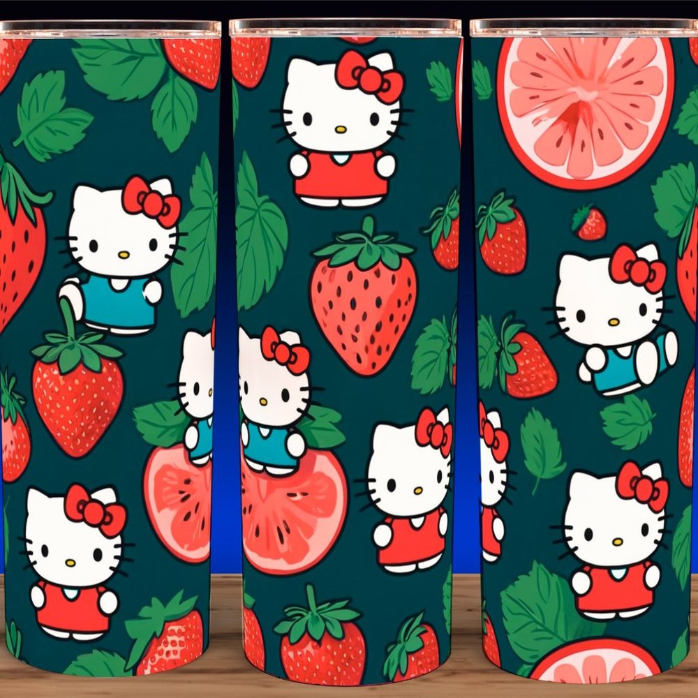 Hello Kitty Strawberry Delight Collage Cup Mug Tumbler